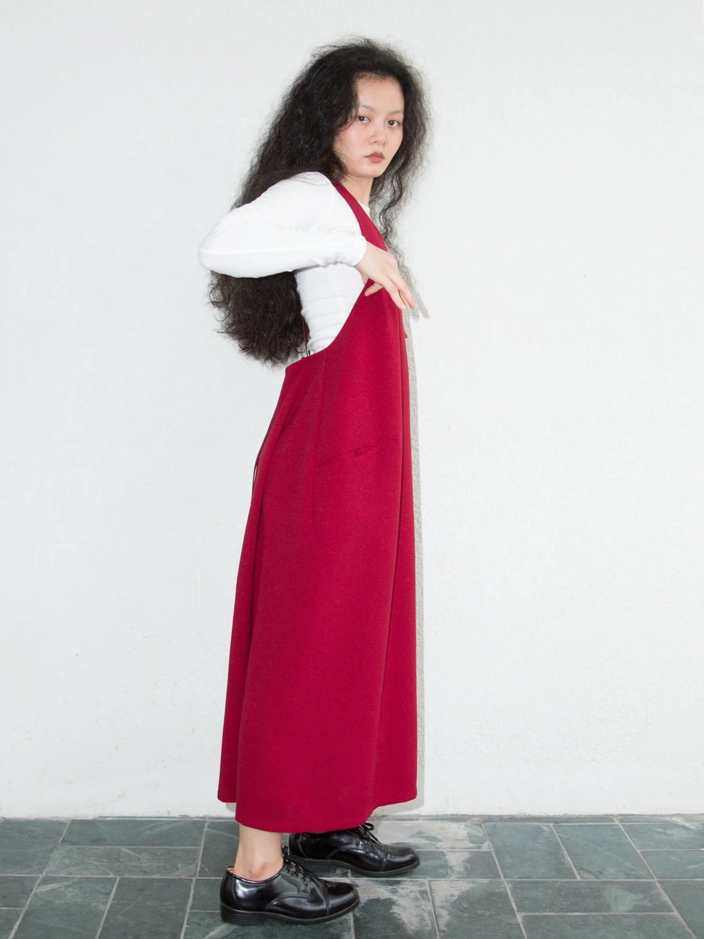 Weed Halter Overall Pocket Dress W/ Removable Straps In Red — image 5 of 8